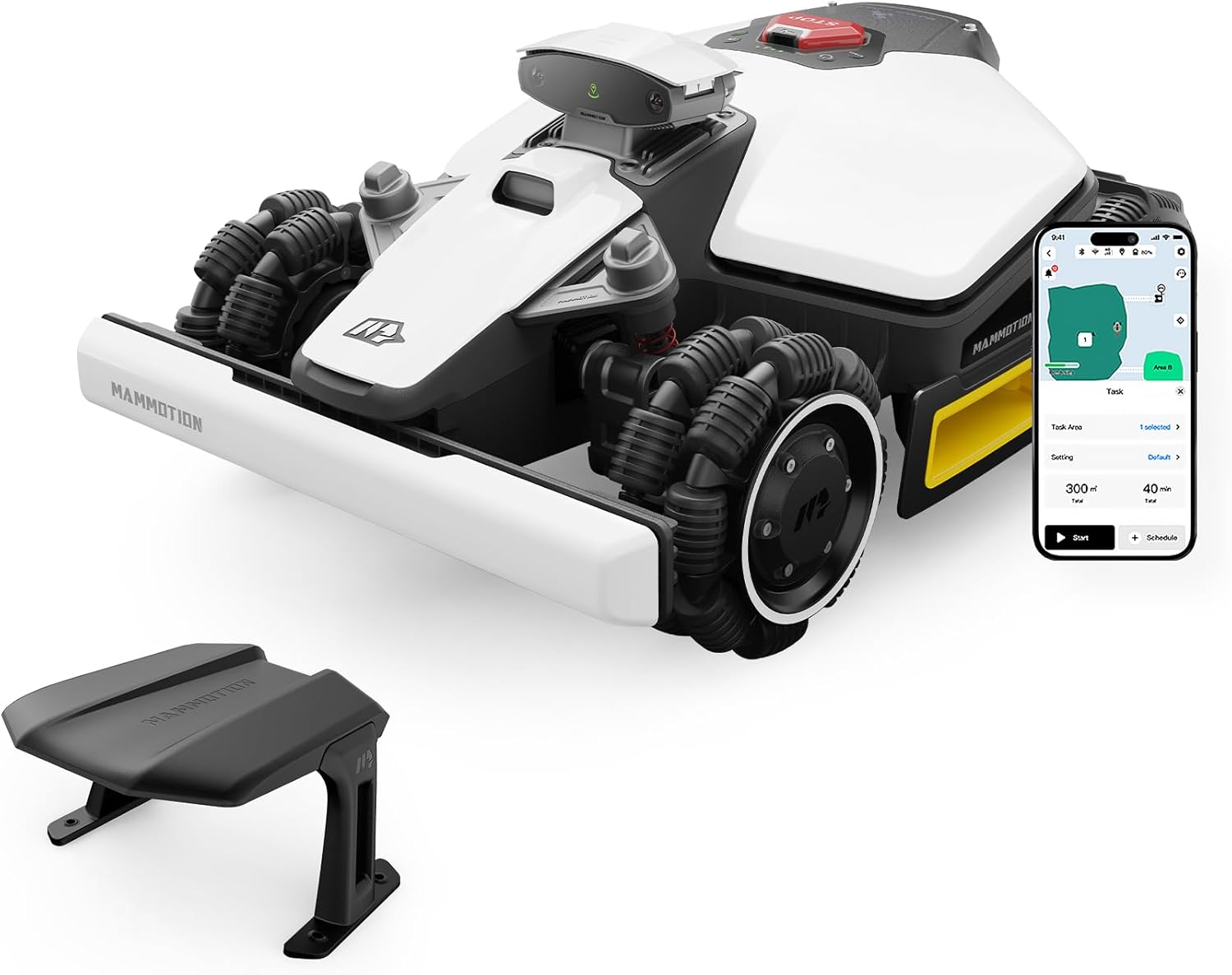 MAMMOTION LUBA mini AWD 800 Mähroboter ohne Begrenzungskabel, NetRTK+Vision, Keine RTK-Antenne erforderlich, Auto-Kartierung, Empf. 800m², Max. 1000m², mit 4G-Modul, 80% Steigung