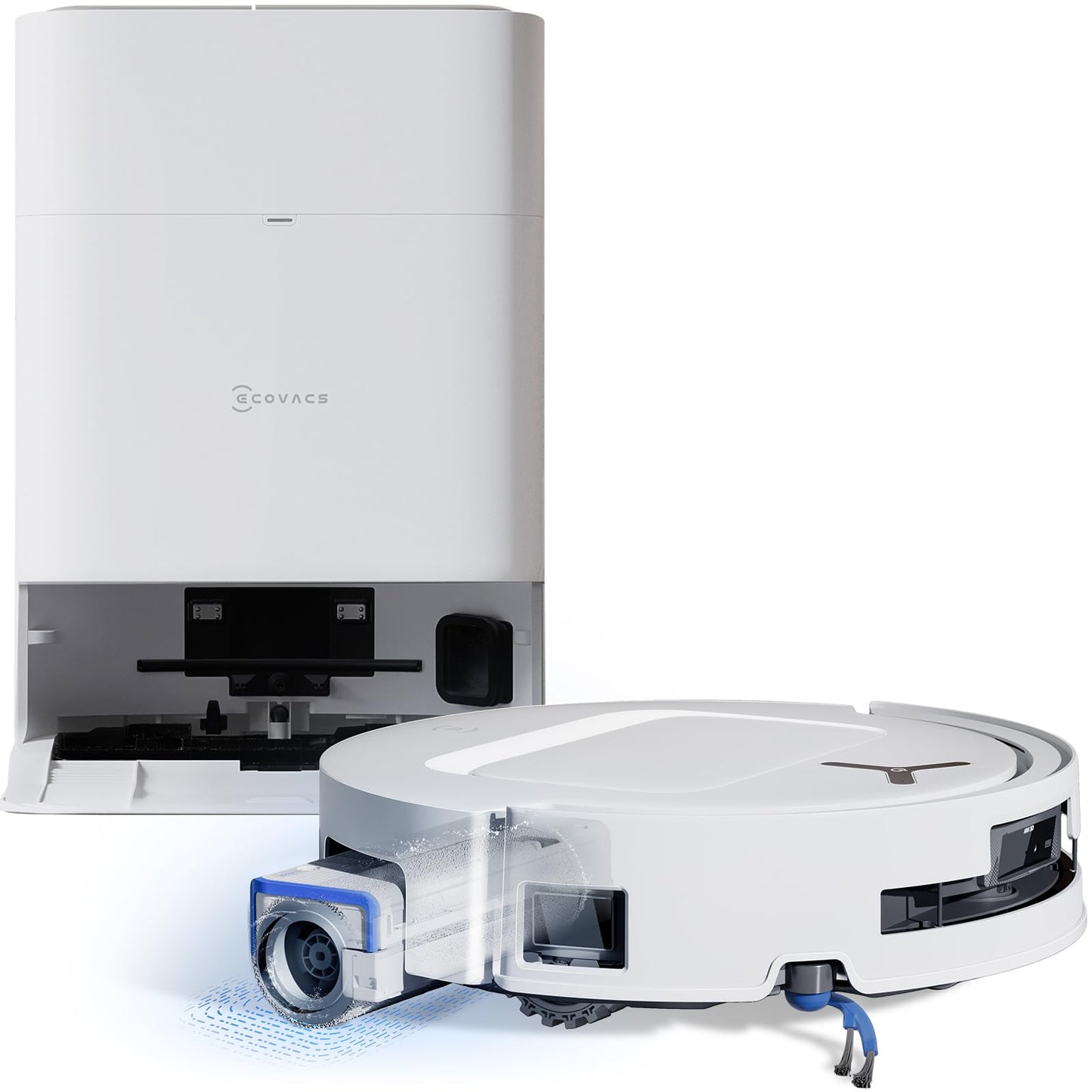 ECOVACS Deebot T80 Omni Robot Vacuum Cleaner with Mop Function, 18,000 Pa, OZMO Roller Mop Roller with Continuous Fresh Water Self-Cleaning, ZeroTangle 3.0, Mop Wash with 40-75°C Hot Water, Black