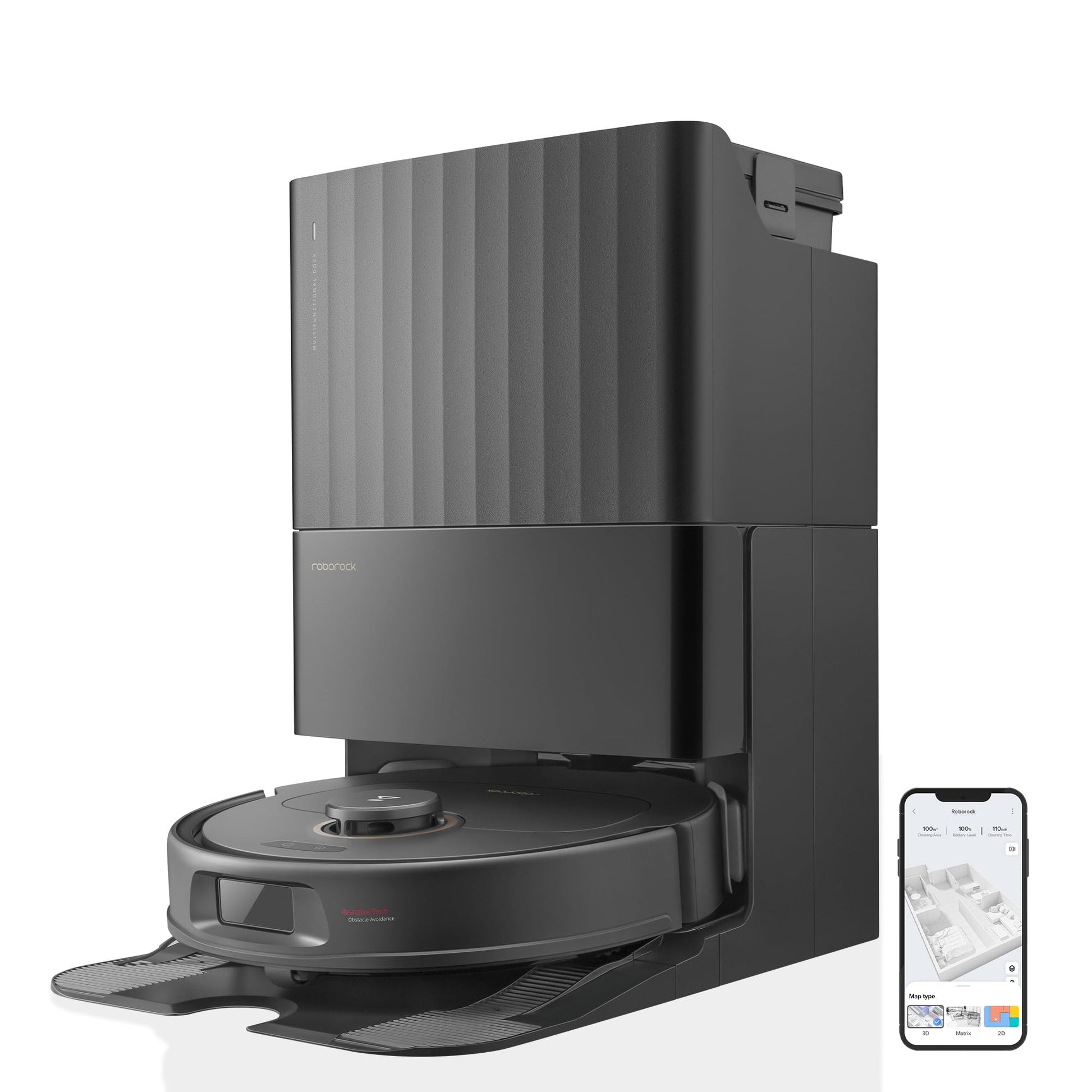 roborock Qrevo Pro Set Saugroboter mit Wischfunktion&Hebarem Wischmopp, 7000Pa, FlexiArm Design™ Kantenreinigung, 60 °C Heißwasser-Moppwäsche, zusätzlich 2 Wischmops, Roboterstaubsauger-Set(Schwarz)