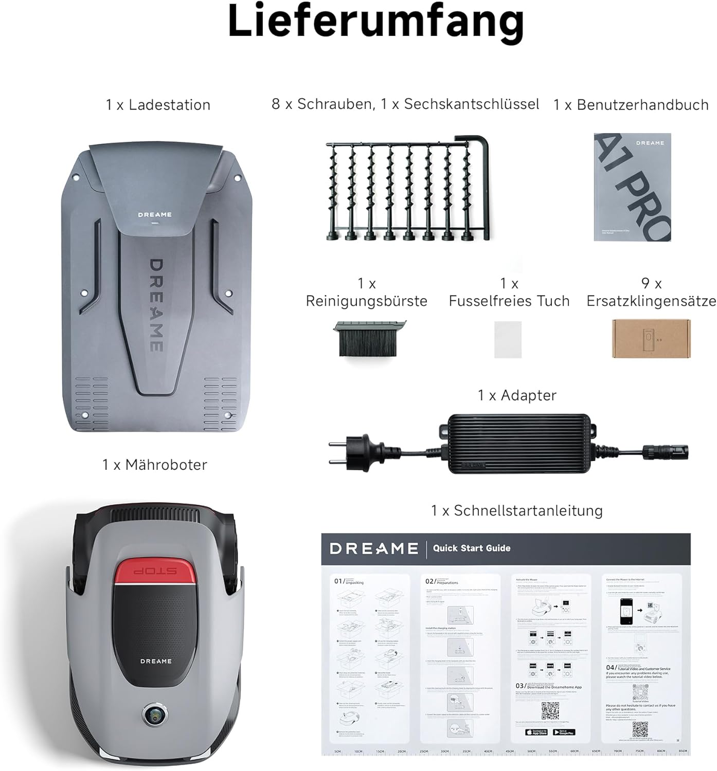 Dreame A1 Pro Mähroboter, 2000m², Drahtlos, OmniSense™, App & Zonensteuerung, Hindernisvermeidung