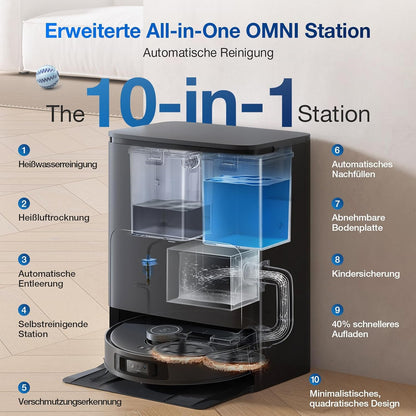 Deebot T30S Pro, 11,000Pa, Heißwasser-Wischung, ZeroTangle, TruEdge™, KI-Navigation