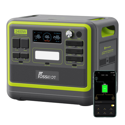FOSSiBOT F2400 Solargenerator mit Solar panel 400W, 2048Wh, LiFePO4 Tragbare Powerstation, 3 Ausgang AC 2400W (4800W Peak), 1100W Schnellladung, Power Station für Camping, Reisen