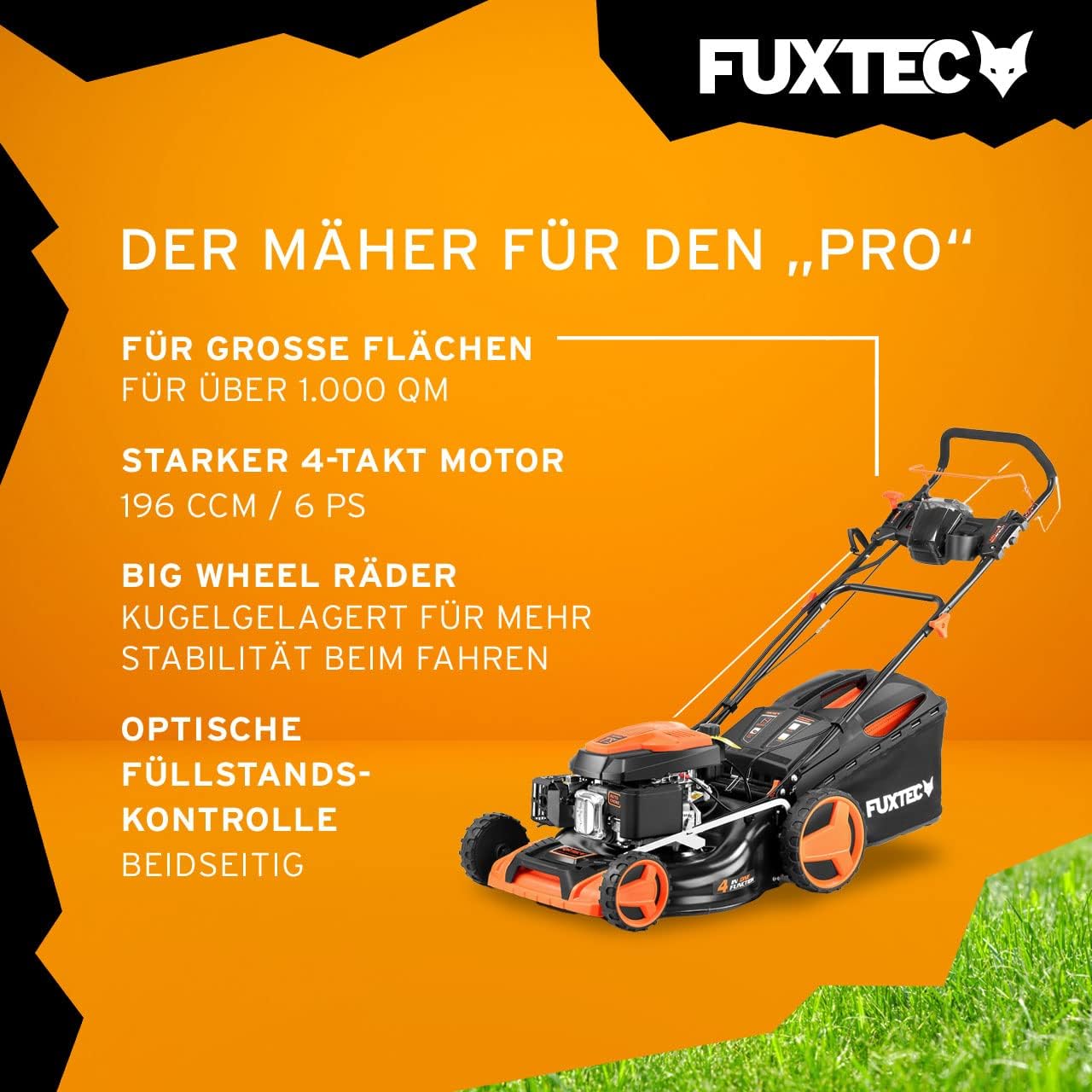 FUXTEC FX-RM5196eSPRO 4in1 Benzinmäher, E-Start & Antrieb, 51 cm Schnitt