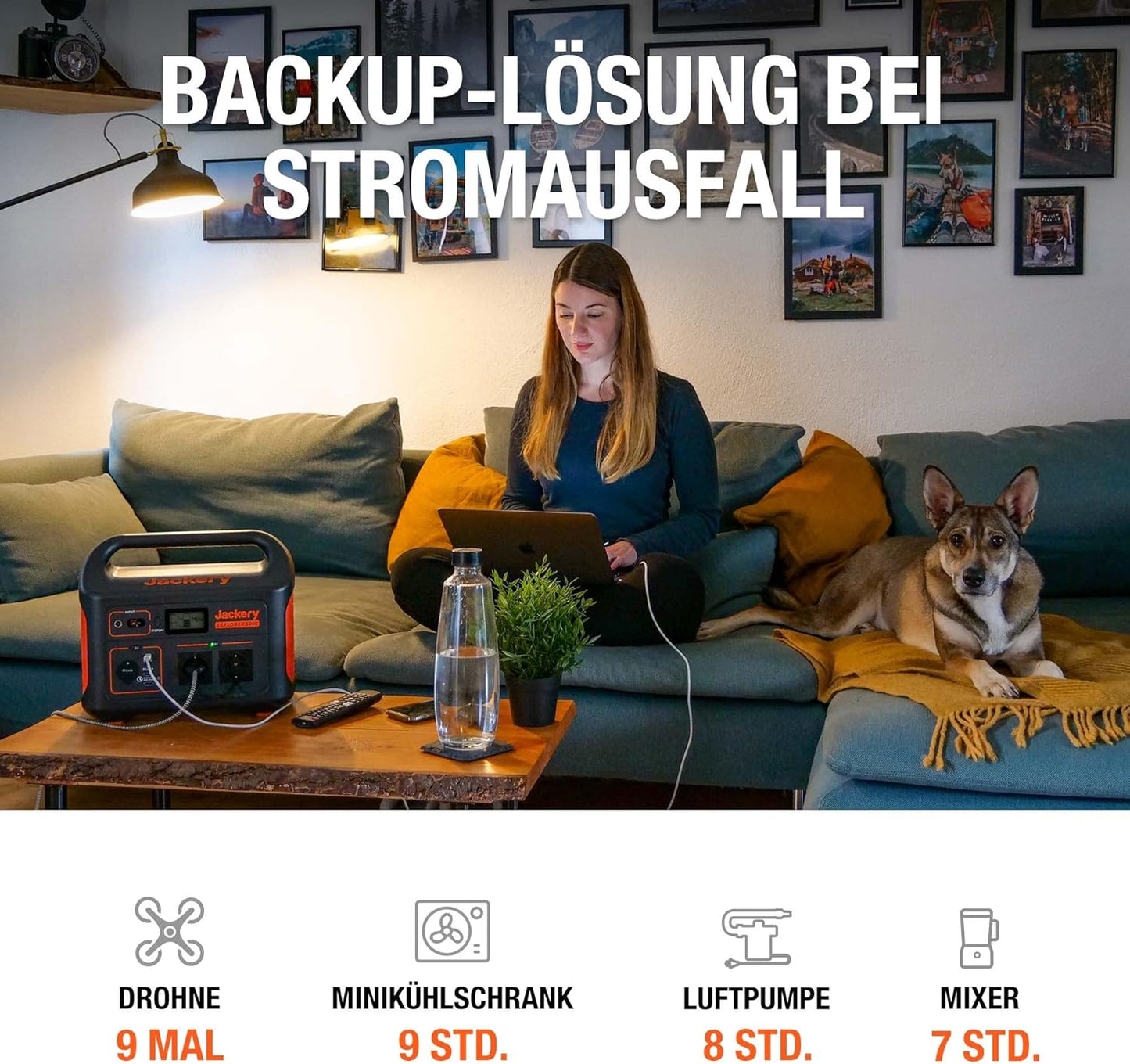 Jackery Explorer 500 Powerstation 518Wh, 500W (1000W Peak), USB & 230V