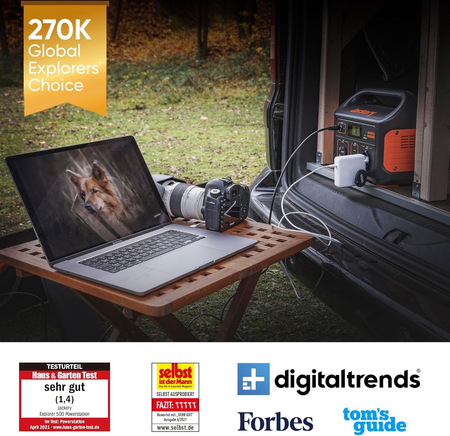 Jackery Explorer 500 Powerstation 518Wh, 500W (1000W Peak), USB & 230V