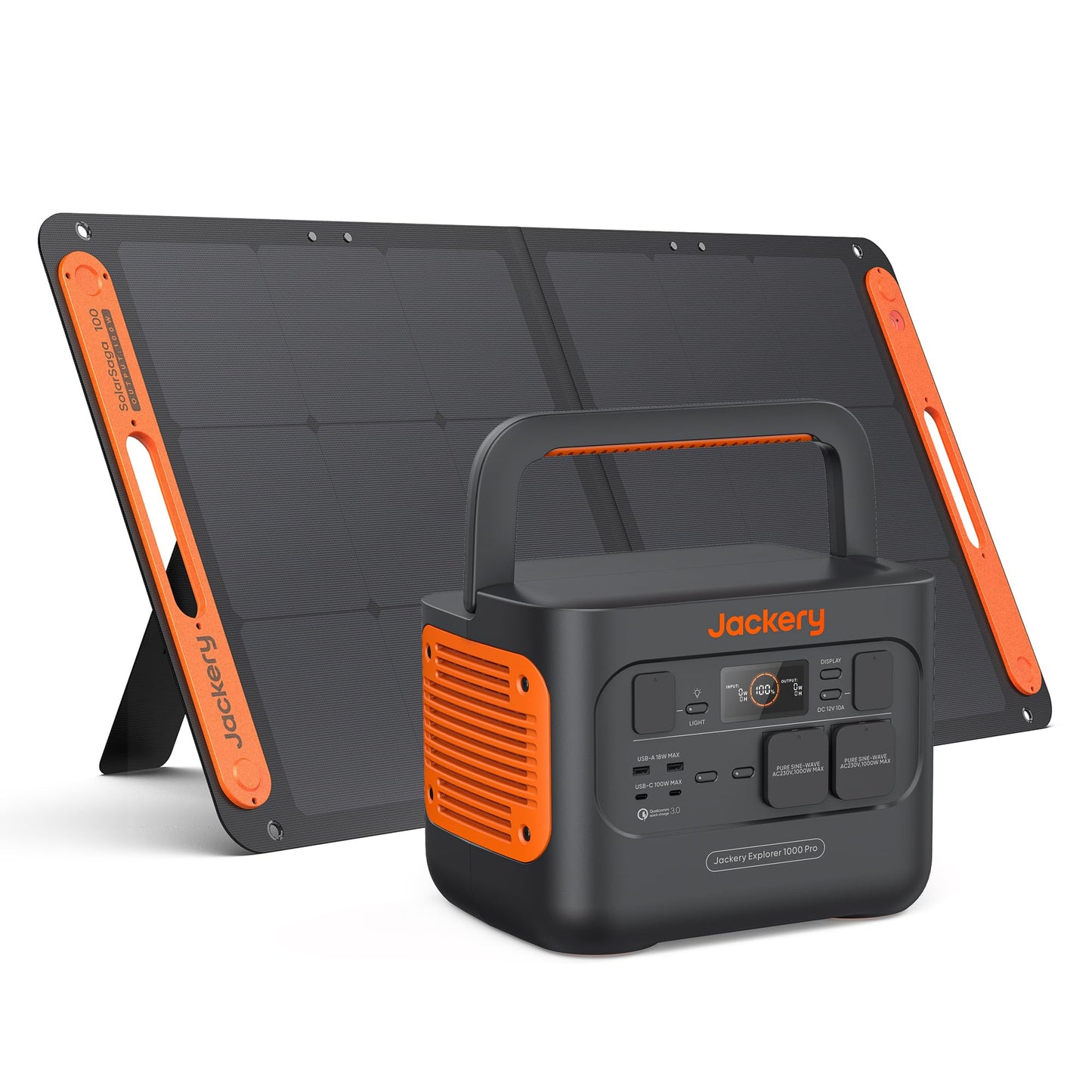Jackery Powerstation 1000 v2 mit 200W Solarpanel, 1070Wh LiFePO4 Solargenerator, 1500W AC/100W USB-C Ausgang,1 Std. Schnellladung für Camping, Wohnmobil, Notfall