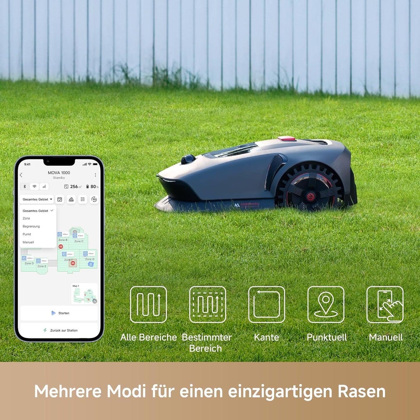 MOVA 1000 Mähroboter 1000 m², 3D-LiDAR & App-Steuerung