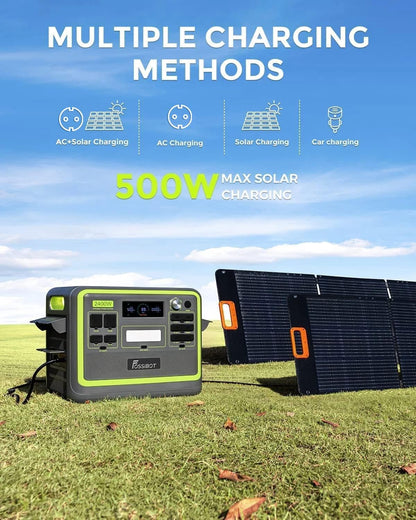 FOSSIBOT F2400 Powerstation 2400W (4800W Peak) mit 200W Solarpanel