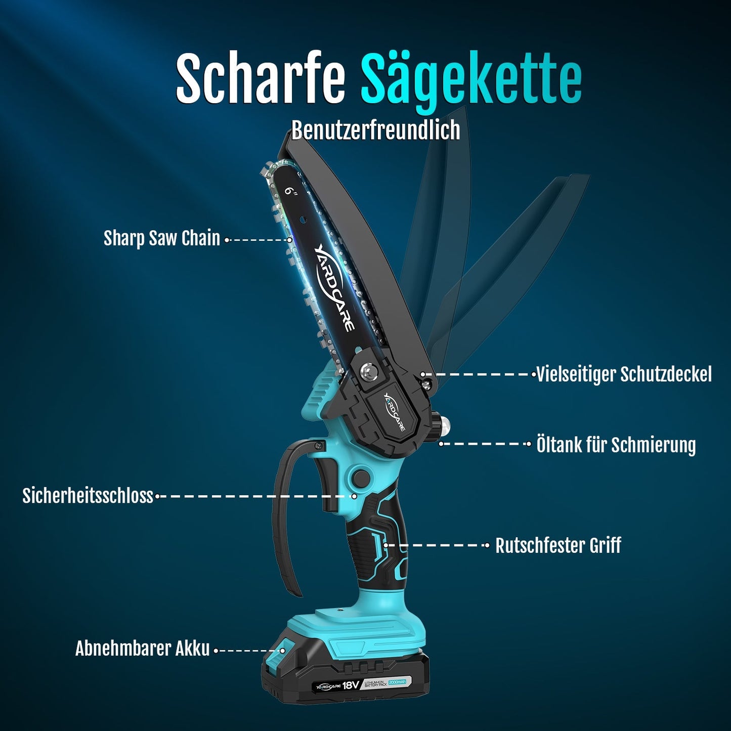 YARDCARE 6" bürstenlose Akku-Kettensäge