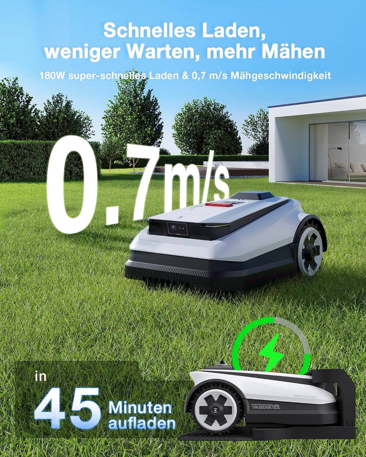 ECOVACS Goat A1600 RTK Mähroboter, 1600m², 330mm Schnitt, LiDAR RTK+Vision, 50% Steigung, Ohne Kabel