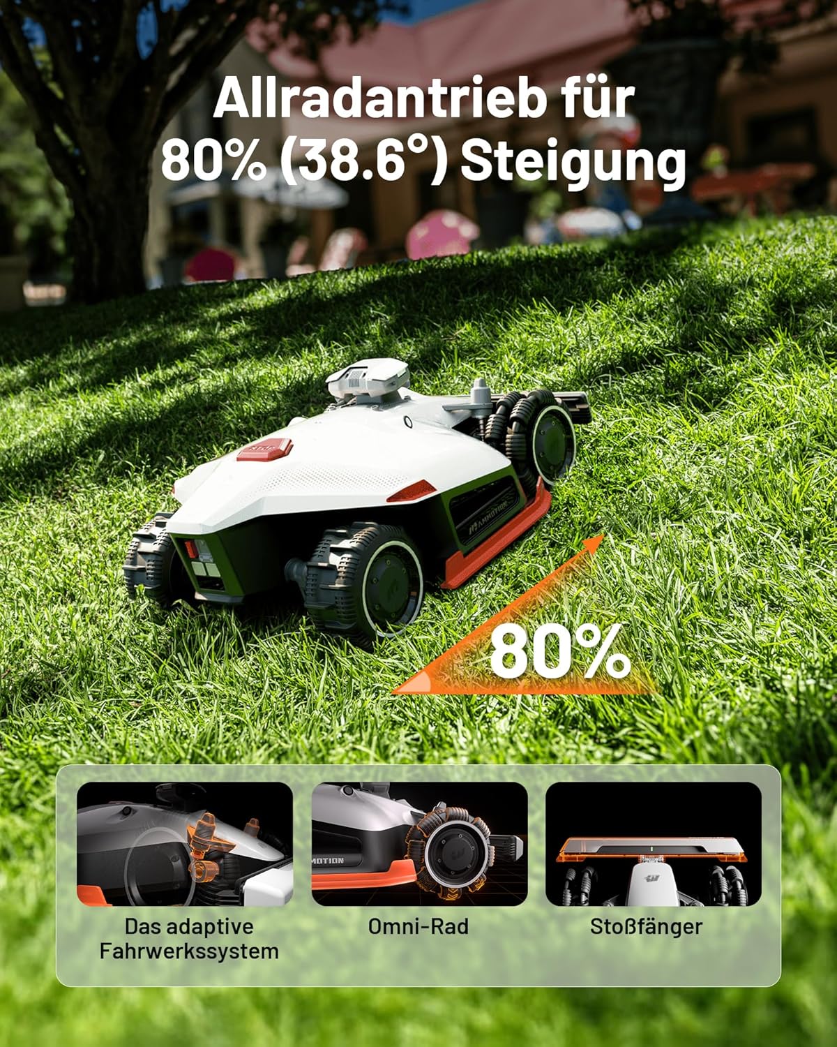 MAMMOTION LUBA 2 AWD 5000X Mähroboter 5000 m², NetRTK+Vision, ohne Kabel, 80 % Steigung